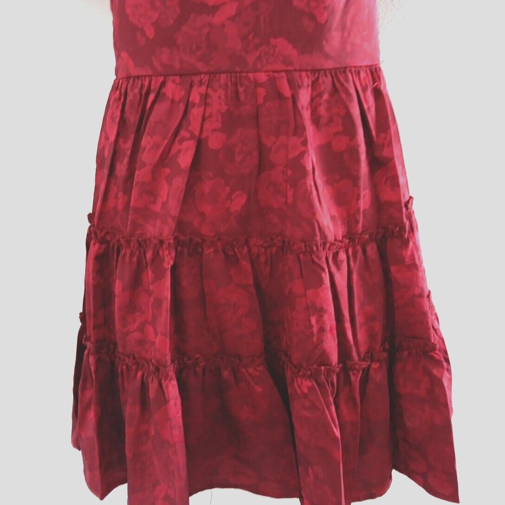 Deep Red Milkmaid Dress XS Mini Peasant Babydoll Cottagecore Prairie Coquette - Picture 3 of 9